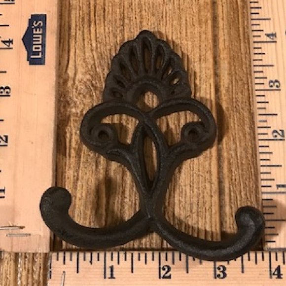 Two (2) Crown Double Cast Iron Wall Hook 4 3/4"tall x 4" wide Two (2) 10254 - Picture 14 of 16